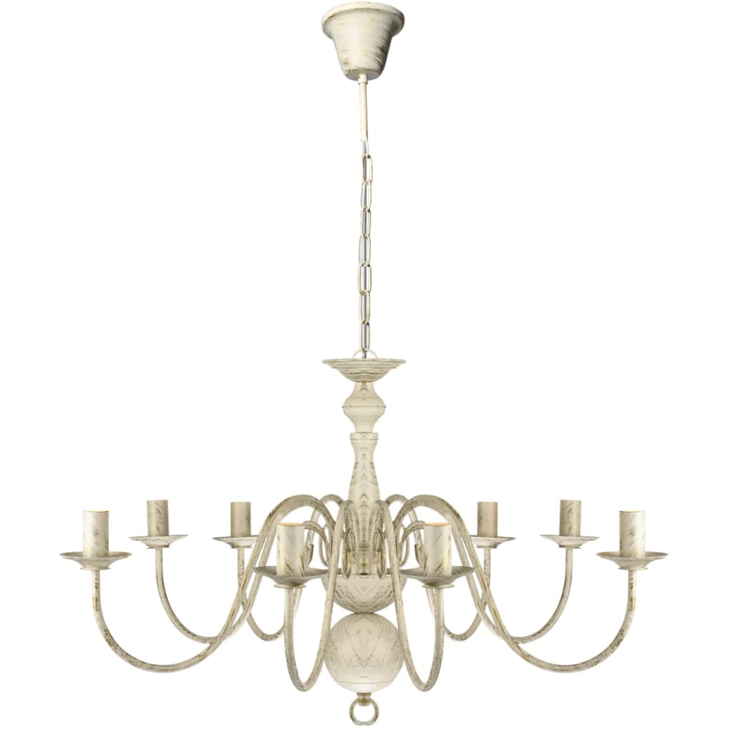 Lampadario Stile Antico Metallo Bianco 8 Lampadine E14 - homemem39