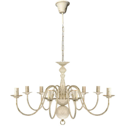 Lampadario Stile Antico Metallo Bianco 8 Lampadine E14 - homemem39