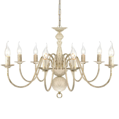 Lampadario Stile Antico Metallo Bianco 8 Lampadine E14 - homemem39