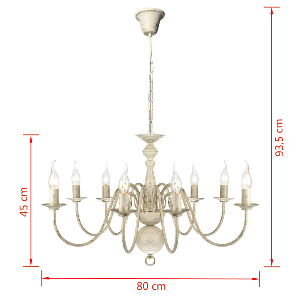 Lampadario Stile Antico Metallo Bianco 8 Lampadine E14 - homemem39