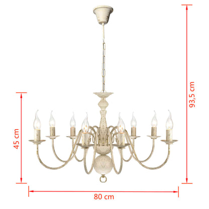 Lampadario Stile Antico Metallo Bianco 8 Lampadine E14 - homemem39