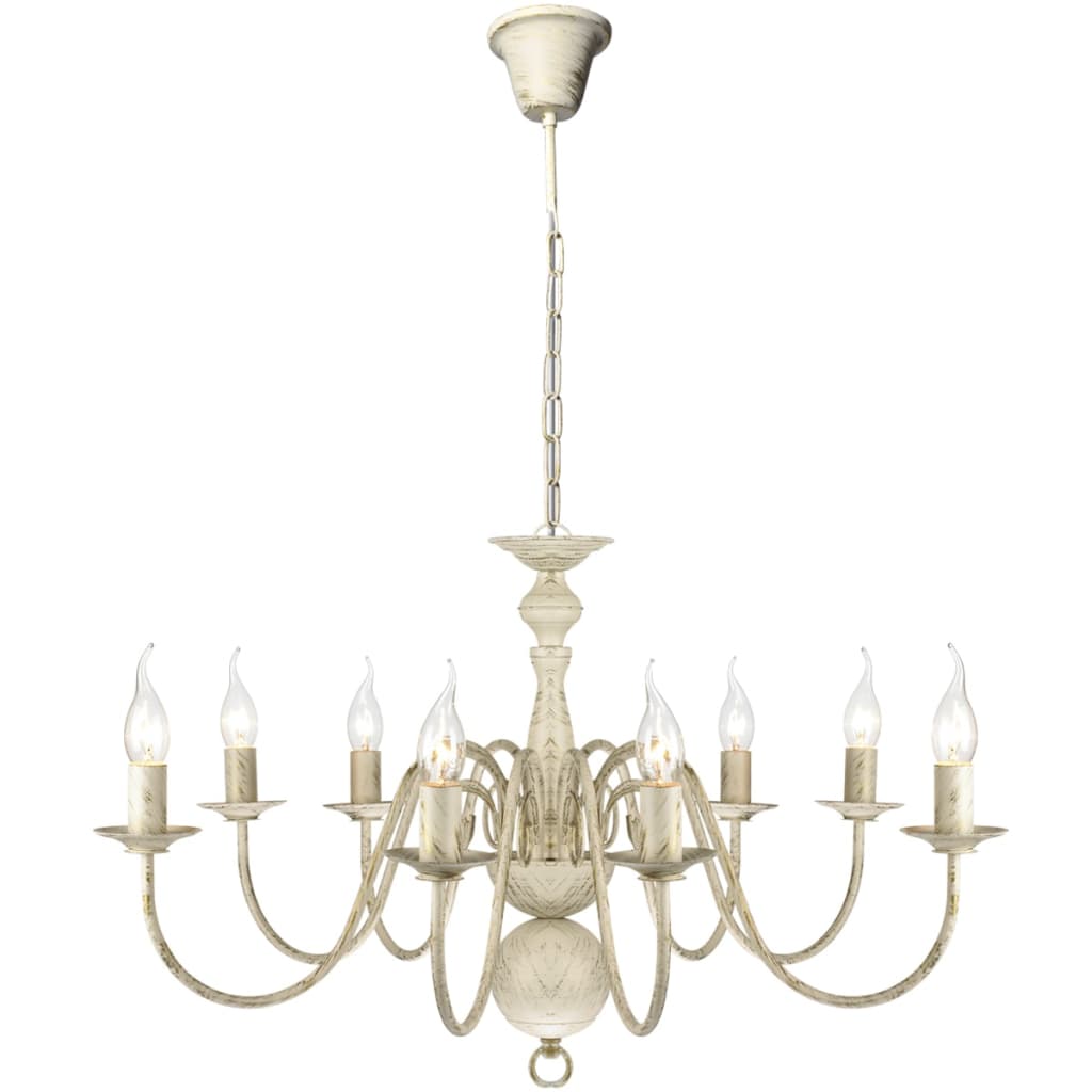 Lampadario Stile Antico Metallo Bianco 8 Lampadine E14 - homemem39