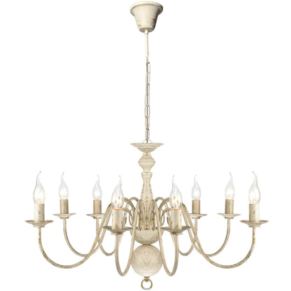 Lampadario Stile Antico Metallo Bianco 8 Lampadine E14 - homemem39
