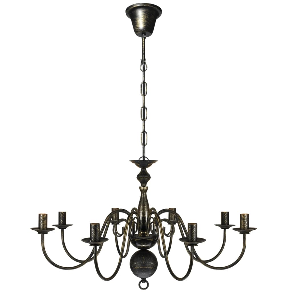 Lampadario Stile Antico Metallo Nero Lampadine 8 x E14 - homemem39