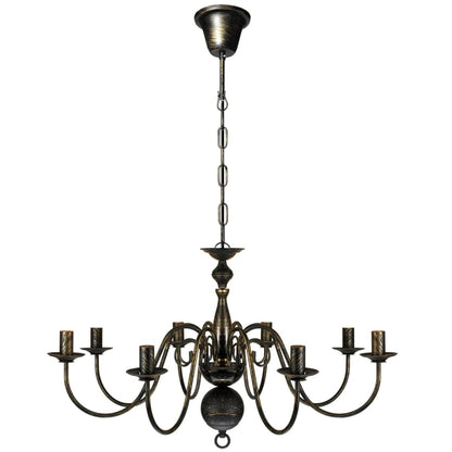 Lampadario Stile Antico Metallo Nero Lampadine 8 x E14 - homemem39