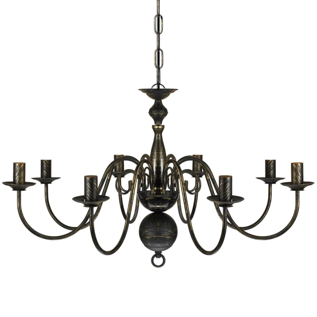 Lampadario Stile Antico Metallo Nero Lampadine 8 x E14 - homemem39