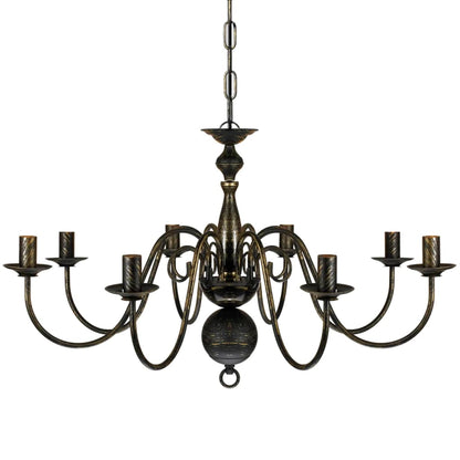 Lampadario Stile Antico Metallo Nero Lampadine 8 x E14 - homemem39