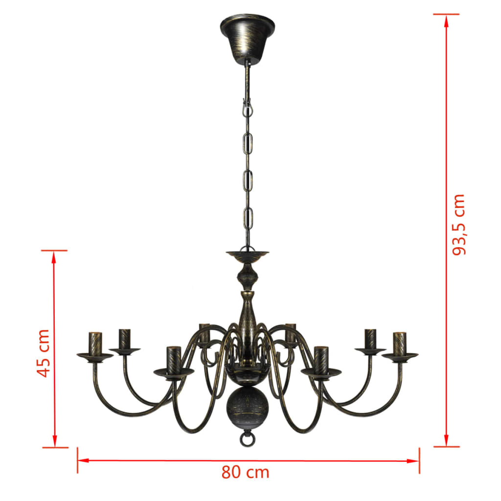 Lampadario Stile Antico Metallo Nero Lampadine 8 x E14 - homemem39