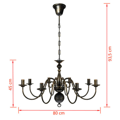 Lampadario Stile Antico Metallo Nero Lampadine 8 x E14 - homemem39
