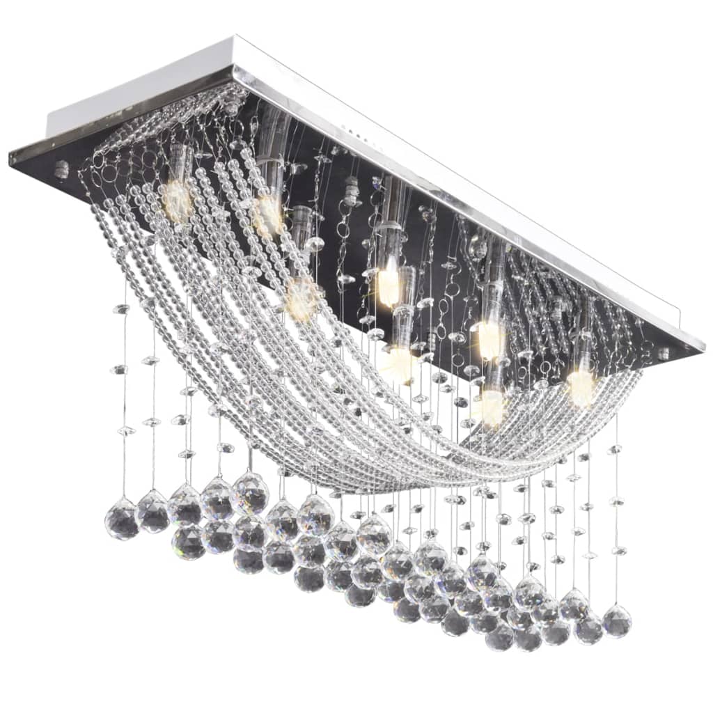 Lampada da Soffitto Bianca con Cristalli di Vetro 8 x G9 29 cm - homemem39