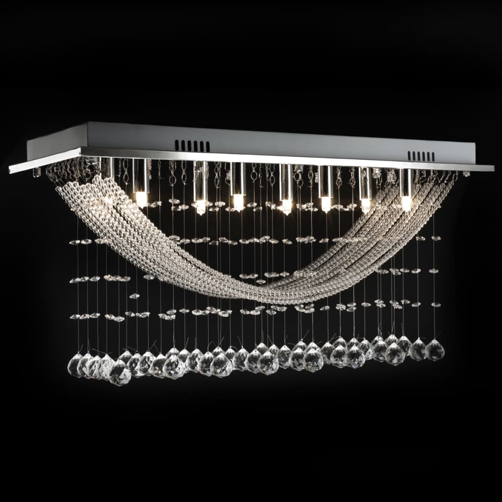 Lampada da Soffitto Bianca con Cristalli di Vetro 8 x G9 29 cm - homemem39