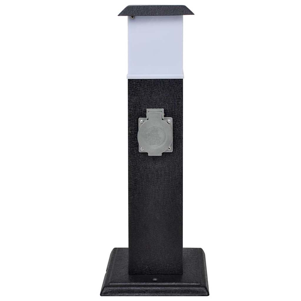 Presa Elettrica da Giardino a Pilastro Nera con Luce - homemem39