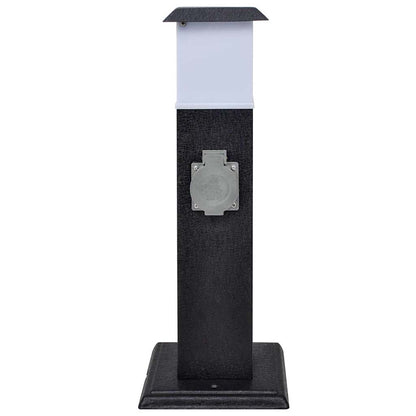 Presa Elettrica da Giardino a Pilastro Nera con Luce - homemem39