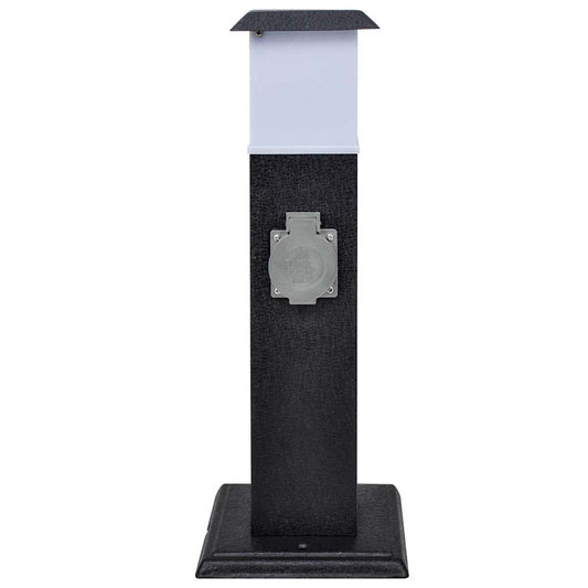 Presa Elettrica da Giardino a Pilastro Nera con Luce - homemem39