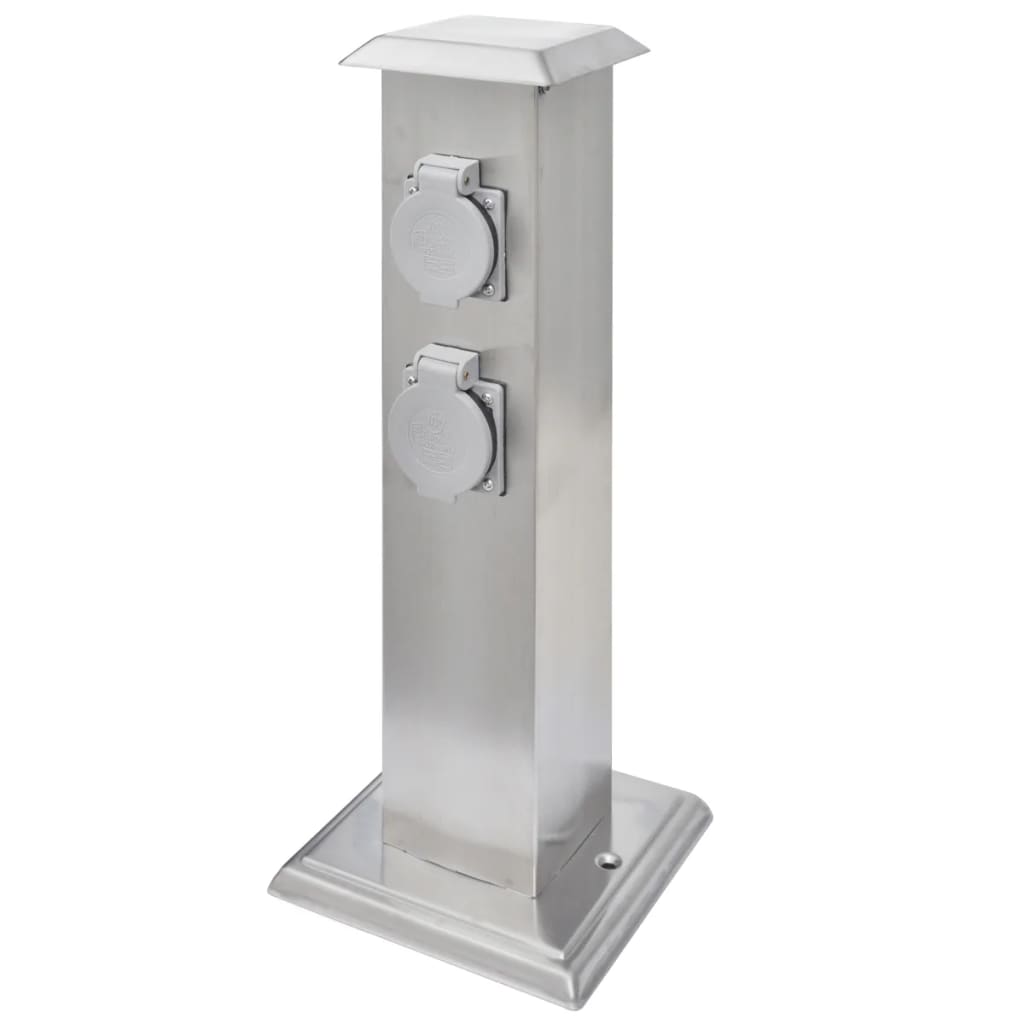 Presa Elettrica da Giardino a Pilastro in Acciaio Inossidabile - homemem39