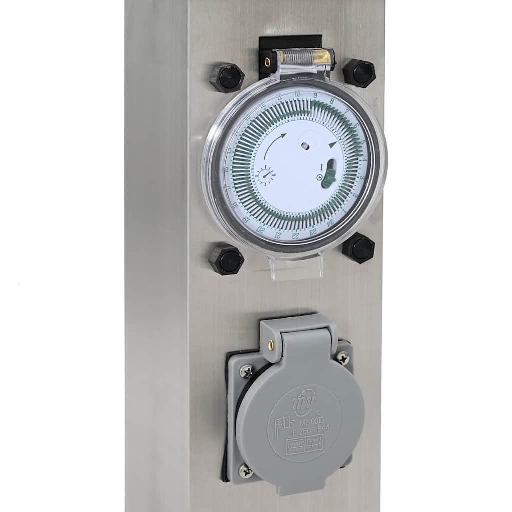 Presa Elettrica da Giardino a Pilastro Acciaio Inox con Timer - homemem39