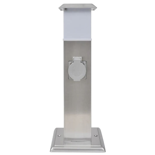 Presa Elettrica da Giardino a Pilastro Acciaio Inossidabile con Luce - homemem39