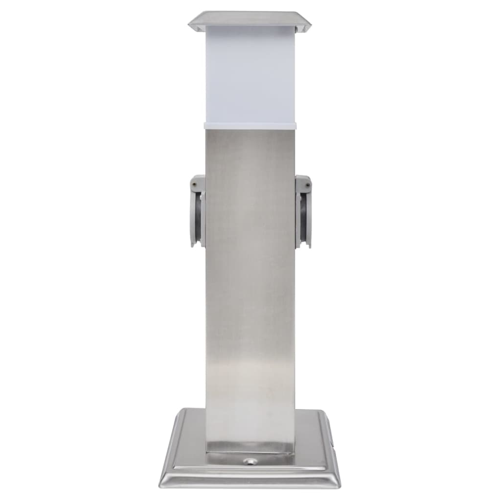 Presa Elettrica da Giardino a Pilastro Acciaio Inossidabile con Luce - homemem39