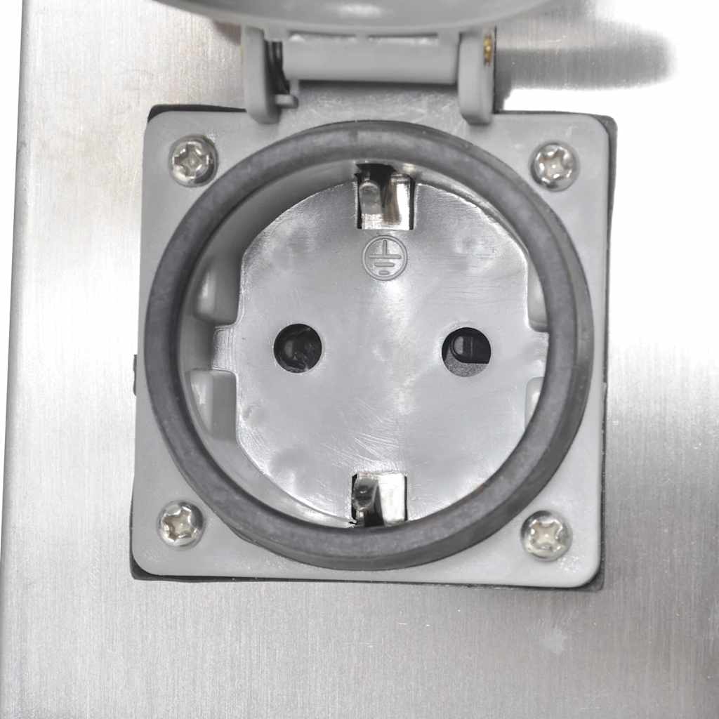 Presa Elettrica da Giardino a Pilastro Acciaio Inossidabile con Luce - homemem39