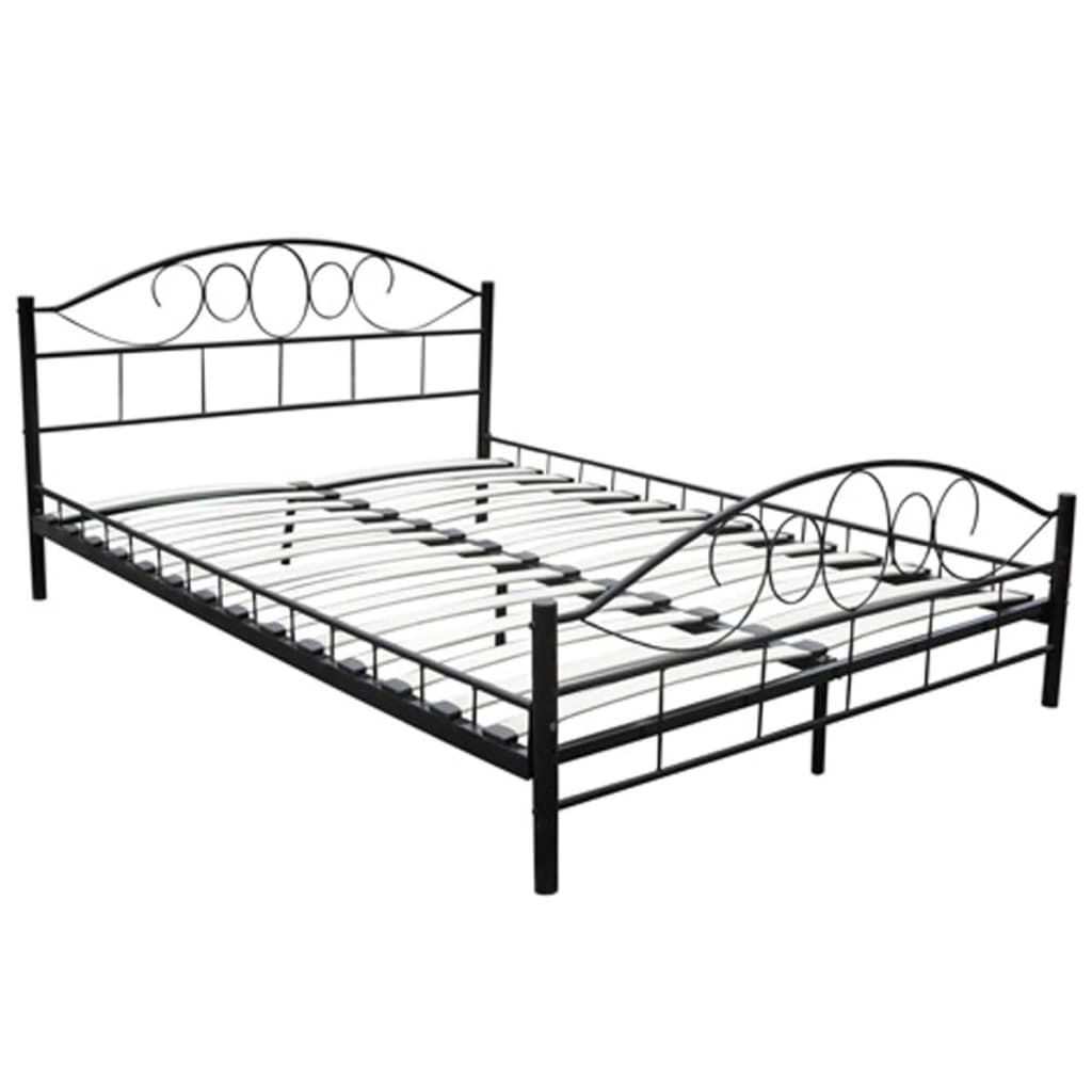 Letto con Materasso Nero in Metallo 180x200 cm | homemem39