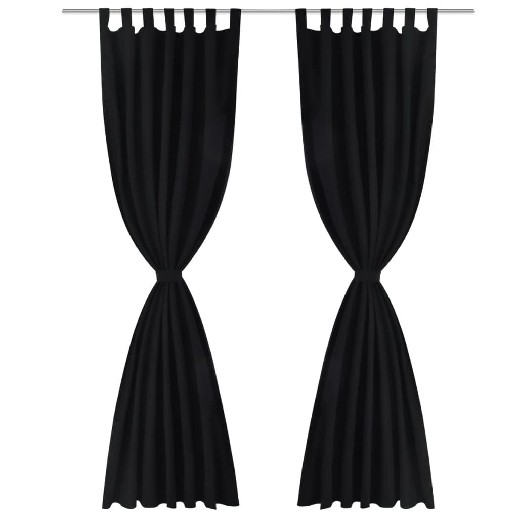 Tende Micro-Raso Nere 2 pezzi con Occhielli 140 x 175 cm | homemem39