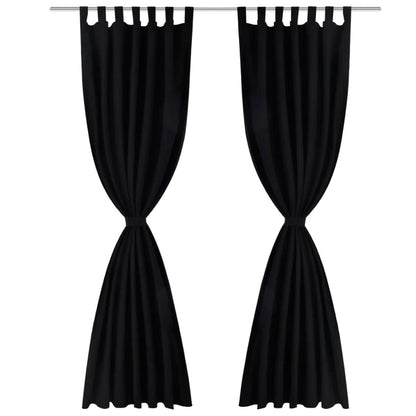Tende Micro-Raso Nere 2 pezzi con Occhielli 140 x 175 cm | homemem39