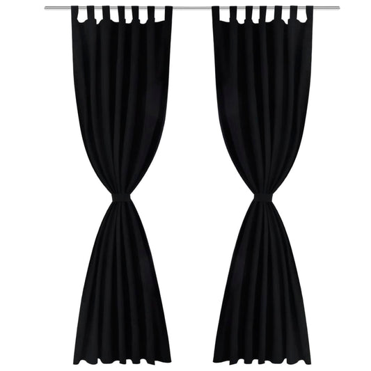 Tende Micro-Raso Nere 2 pezzi con Occhielli 140 x 175 cm | homemem39