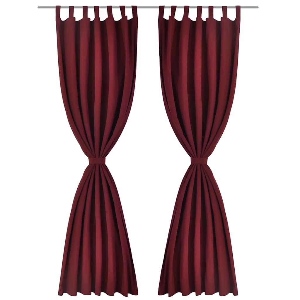 Tende in Micro-Raso Bordò 2 pz con Occhielli 140 x 175 cm | homemem39