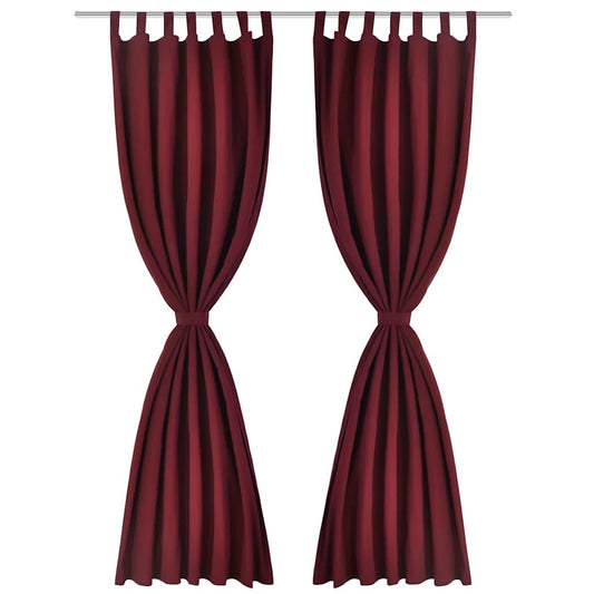 Tende in Micro-Raso Bordò 2 pz con Occhielli 140 x 175 cm | homemem39