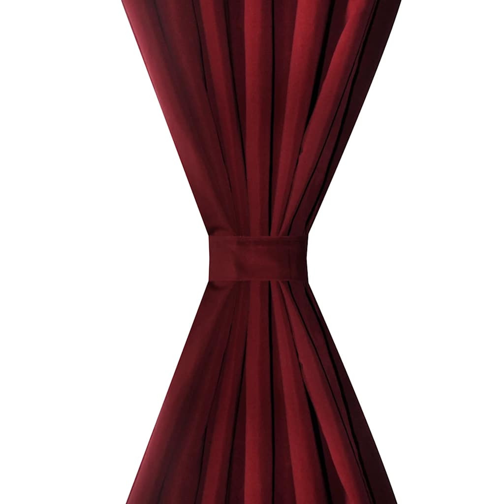 Tende in Micro-Raso Bordò 2 pz con Occhielli 140 x 175 cm | homemem39
