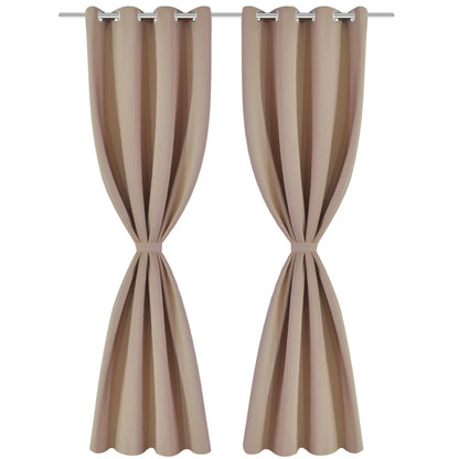Tende Oscuranti Blackout Crema con Anelli di Metallo 135 x 245 cm 2 pz | homemem39
