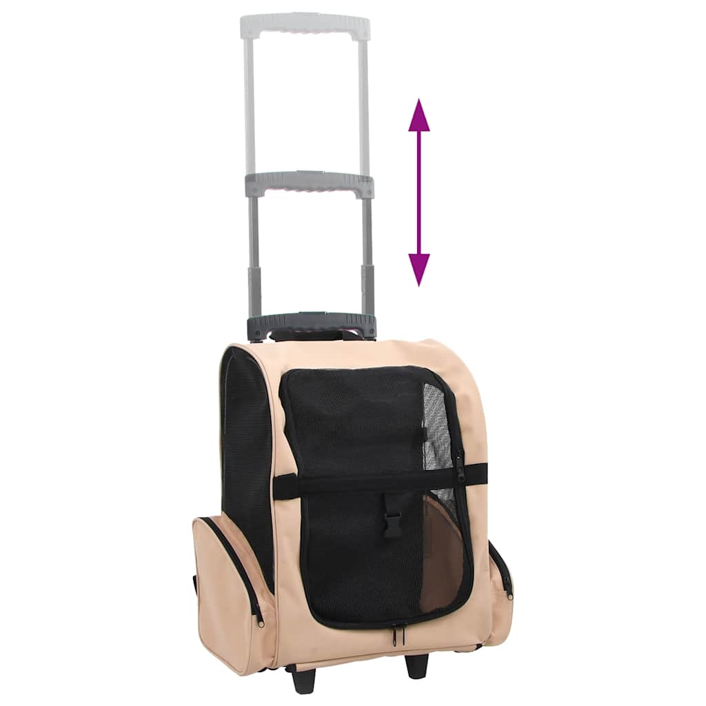 Trolley Trasportino per Animali Pieghevole Multifunzione Beige - homemem39