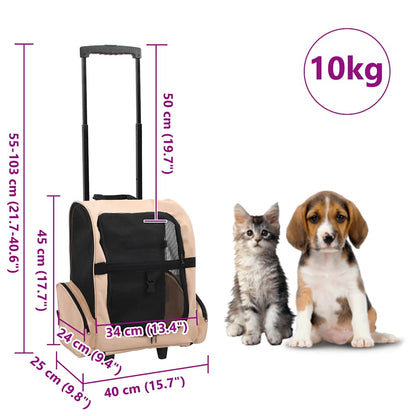 Trolley Trasportino per Animali Pieghevole Multifunzione Beige - homemem39