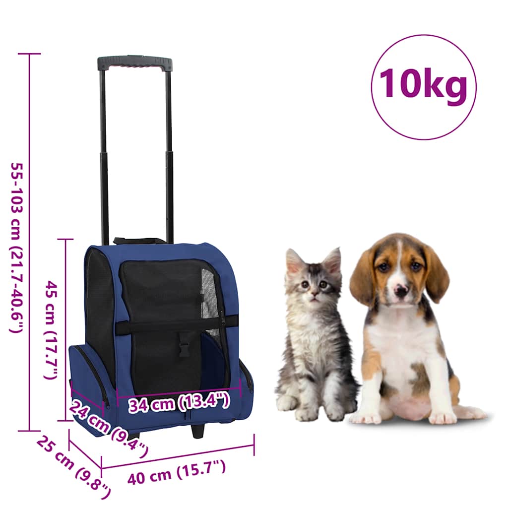 Trolley Trasportino per Animali Pieghevole Multifunzione Blu - homemem39