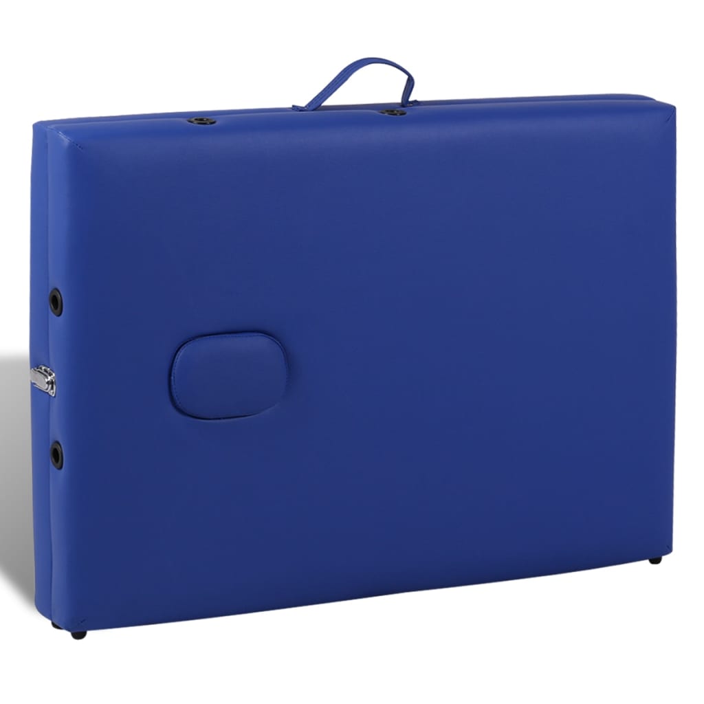 Lettino Pieghevole da Massaggio Blu 2 Zone con Telaio Legno | homemem39