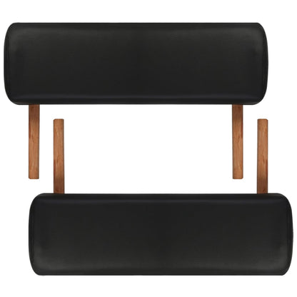 Lettino Pieghevole da Massaggio Nero 2 Zone con Telaio Legno | homemem39