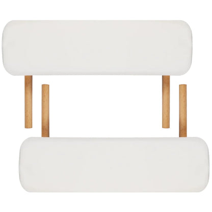 Lettino Pieghevole da Massaggio Crema 2 Zone con Telaio Legno | homemem39