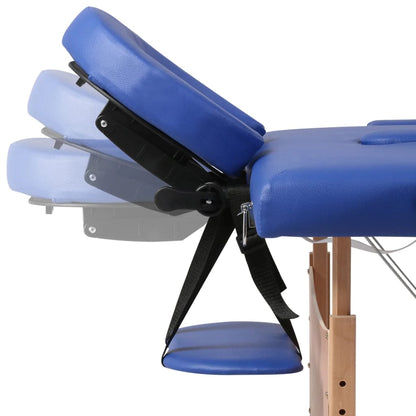 Lettino Pieghevole da Massaggio Blu 3 Zone con Telaio Legno | homemem39