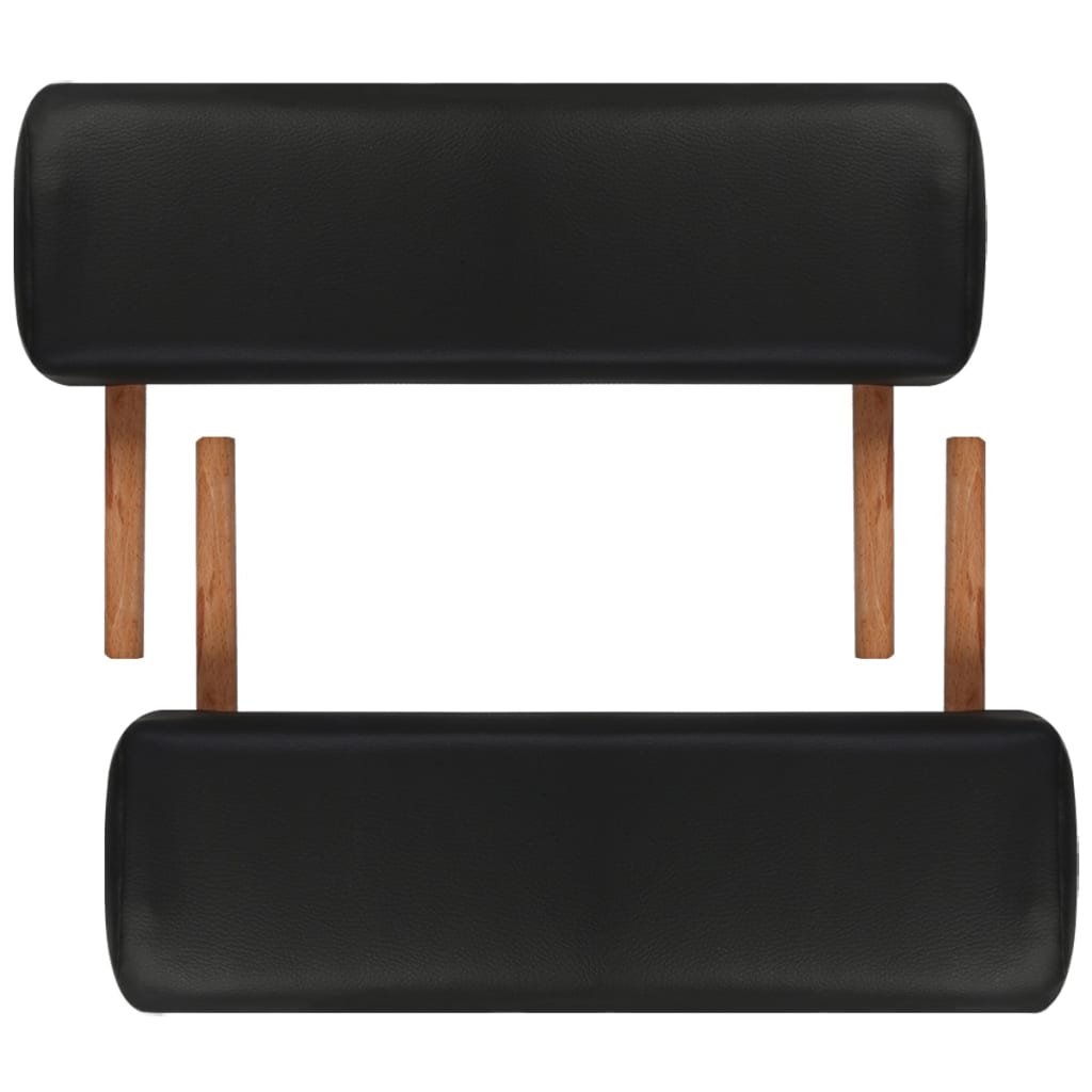 Lettino Pieghevole da Massaggio Nero 3 Zone con Telaio Legno | homemem39