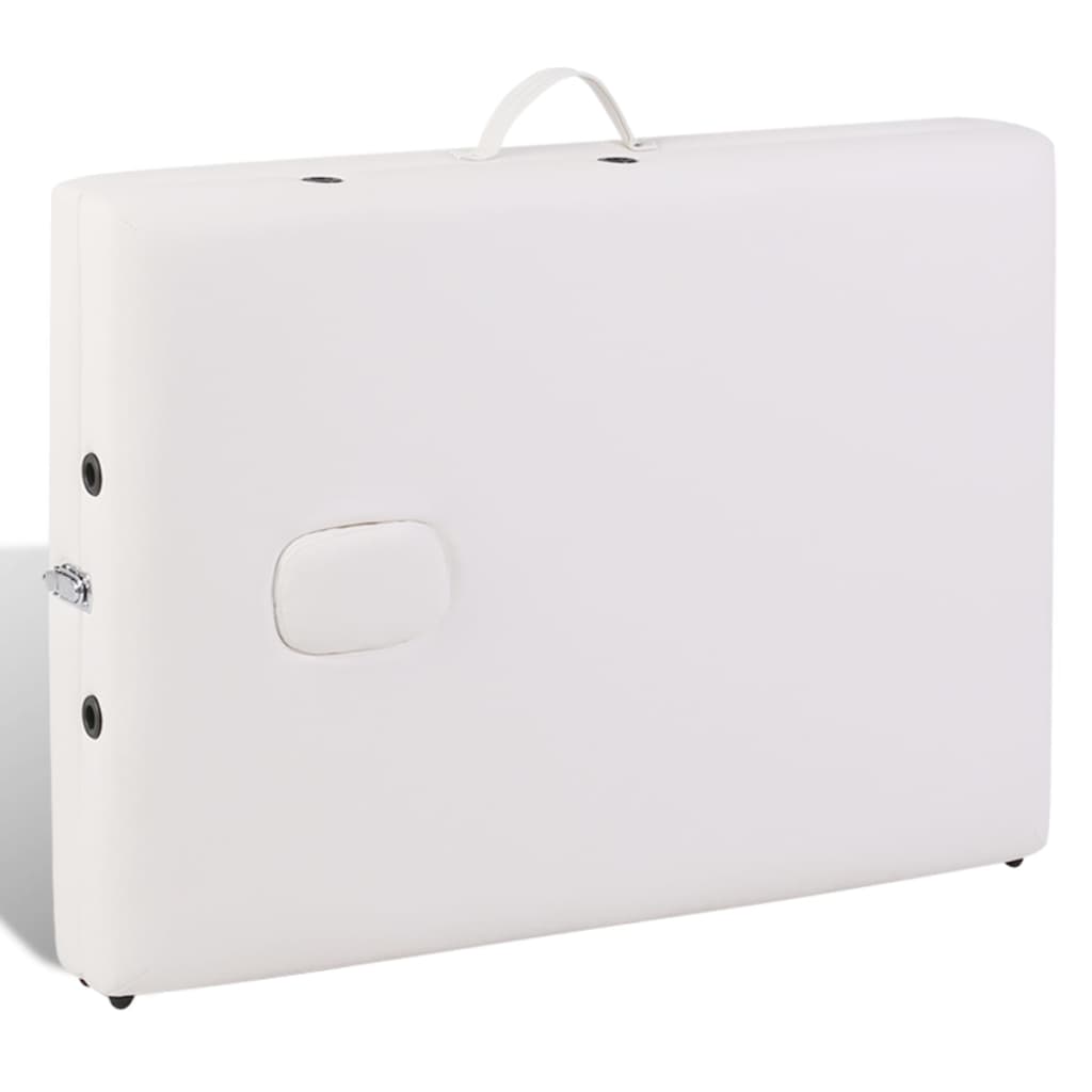 Lettino Pieghevole da Massaggio Crema 3 Zone con Telaio Legno - homemem39