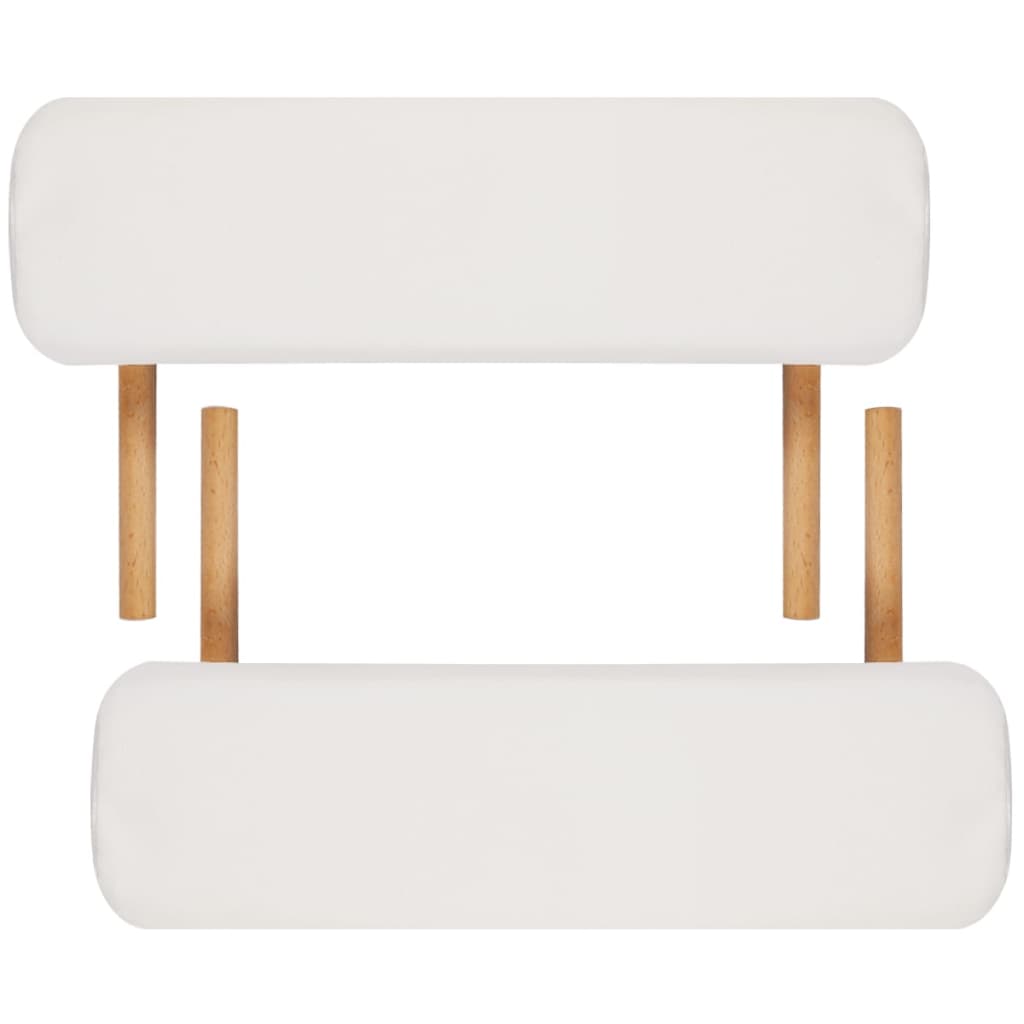 Lettino Pieghevole da Massaggio Crema 3 Zone con Telaio Legno | homemem39