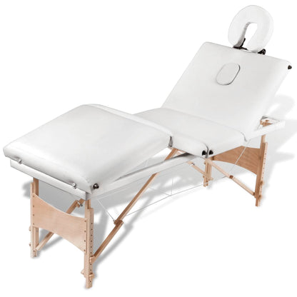 Lettino Pieghevole da Massaggio Crema 4 Zone con Telaio Legno | homemem39