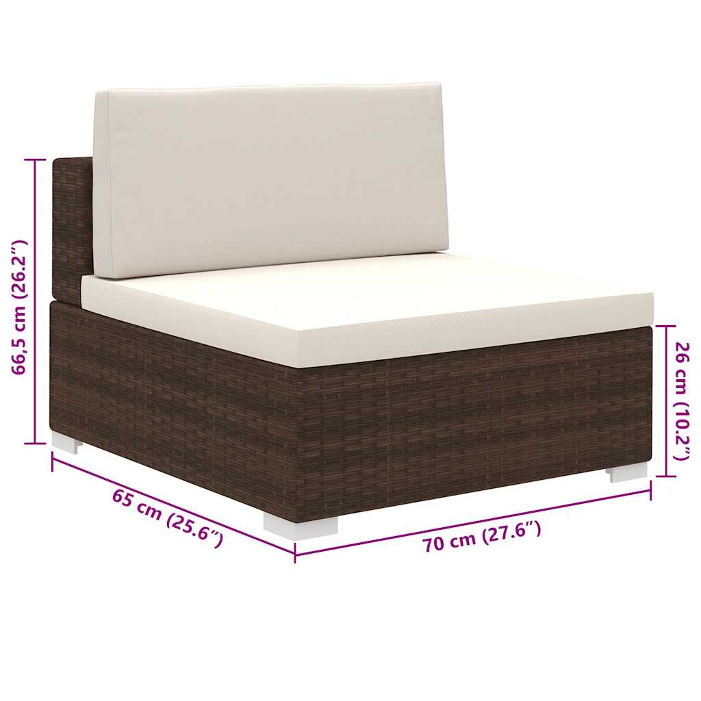 Set Divani da Giardino 8 pz con Cuscini in Polyrattan Marrone - homemem39