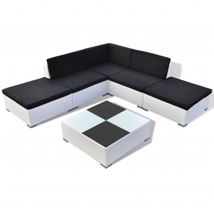 Set Divani da Giardino 6 pz con Cuscini in Polyrattan Bianco - homemem39