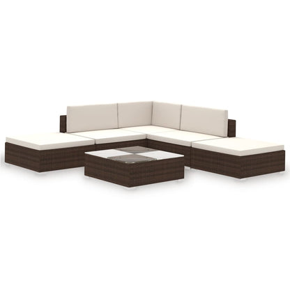 Set Divani da Giardino 6 pz con Cuscini in Polyrattan Marrone - homemem39