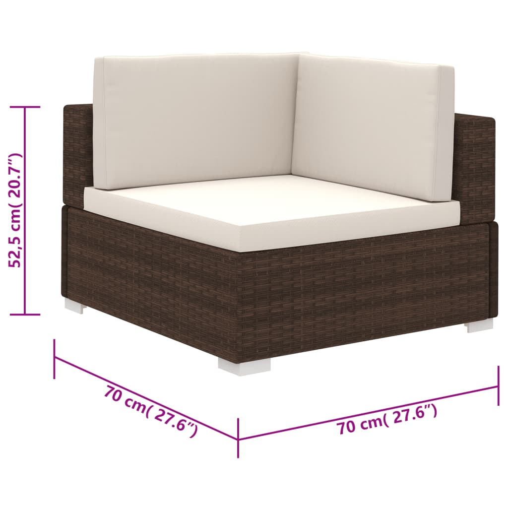 Set Divani da Giardino 6 pz con Cuscini in Polyrattan Marrone - homemem39