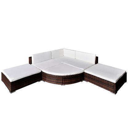 Set Divani da Giardino 6 pz con Cuscini in Polyrattan Marrone - homemem39