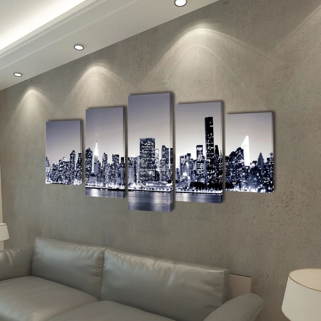 Set Stampa su Tela da Muro New York Monocromatico 200x100 cm - homemem39
