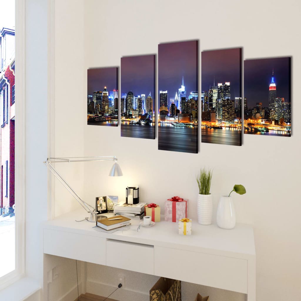 Set Stampa su Tela da Muro Panorama New York a Colori 200x100cm - homemem39