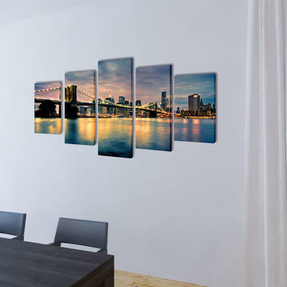 Set Stampa su Tela da Muro Vista Ponte di Brooklyn 200x100 cm | homemem39